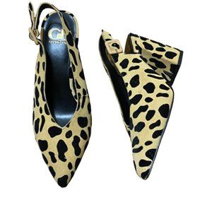 Gianni Bini Animal Print Leather Slingback Block Heels Size 7M